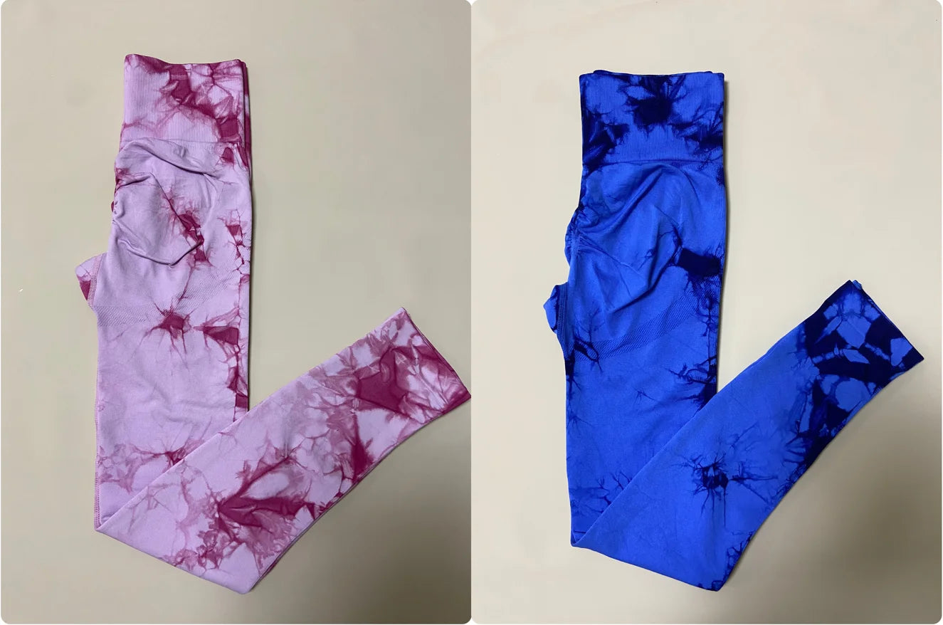 Women Tiedye Gym Leggings Seamless Yoga Pants Scrunch Sports Fitness Tights High Waist Workout Training Leggins Drop Shipping
