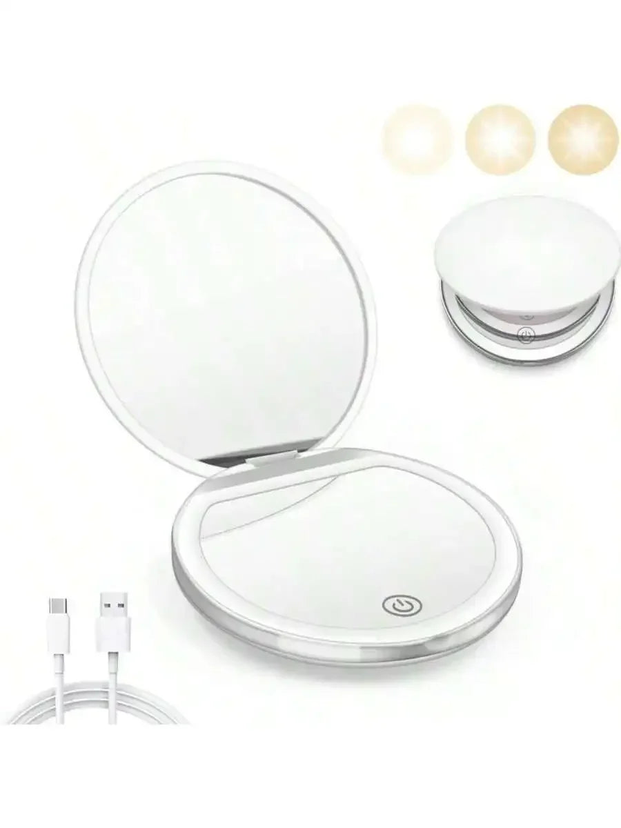 2026 Makeup mirror, the perfect gift for female friends, Portable Foldable Makeup Mirror, 1 Count Glam Travel Makeup Mirror With LED Light, Compact Mirror For Women, Pocket Size Makeup Tools, Travel Hand Mirror