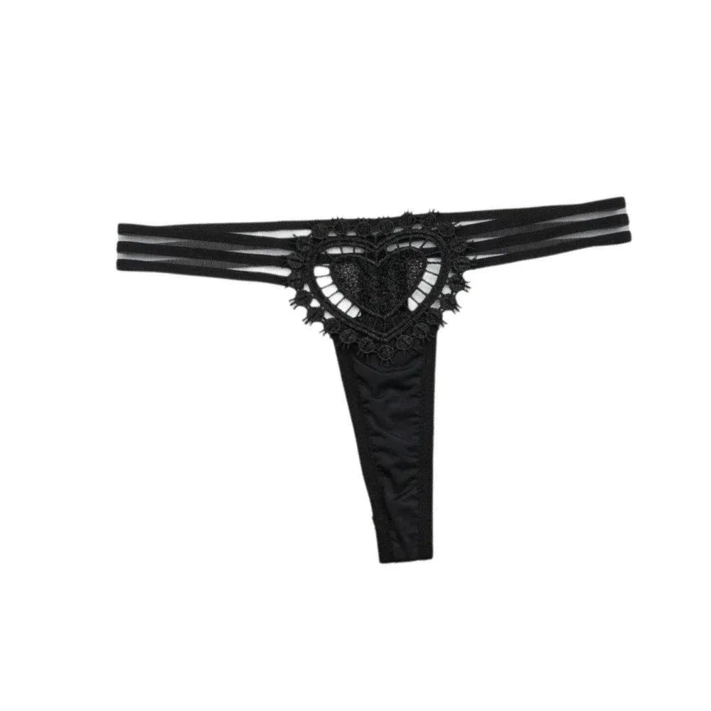 Intimate Wear Low Waist Ladies' Underwear Thin Strap Lace Heart T-back Briefs Lingerie Panties Women's Thong Female