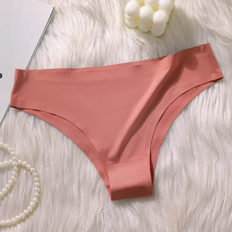 Seamless Panties Women Sexy Underwear Ice Silk Underpants Low Waist G-string Female Soft Solid Ultra-thin Briefs Трусы Женские