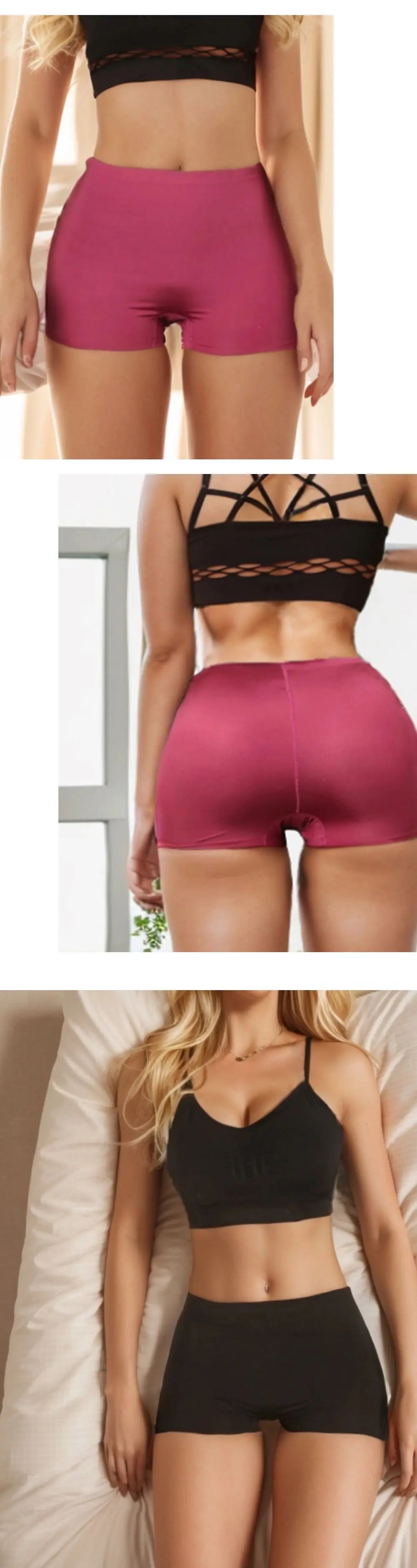 WarmSteps Women's Boxers Female Boyshorts Solid Ice Silk Woman Panties Seamless Lingerie Cotton Crotch Safty Shorts XS-L EU Size