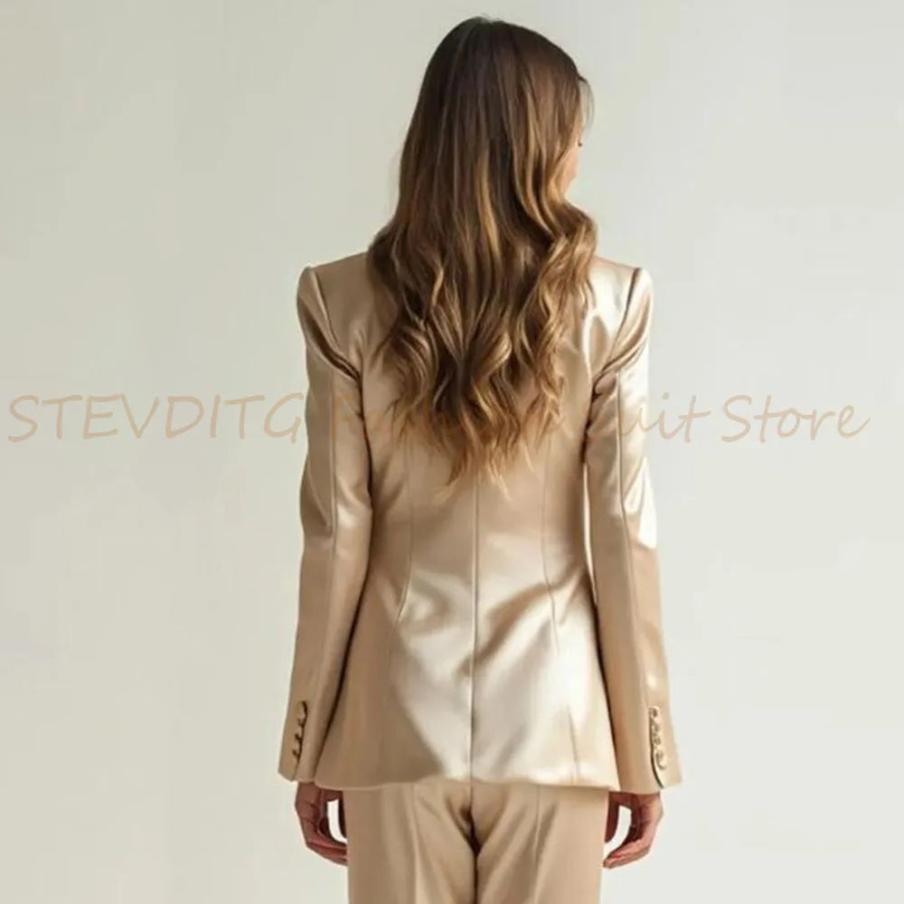 Luxury High Quality Women 's Suit One Button 2 Piece Jacket Pants Female Clothing Slim Fit Smart Office Banquet Lady Blazer Set