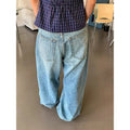 Women Blue Y2k Baggy Jeans Harajuku Vintage Boyfriend Bent Knife Denim Trouser Japanese 2000s Style Jeans Pants Oversize Clothes