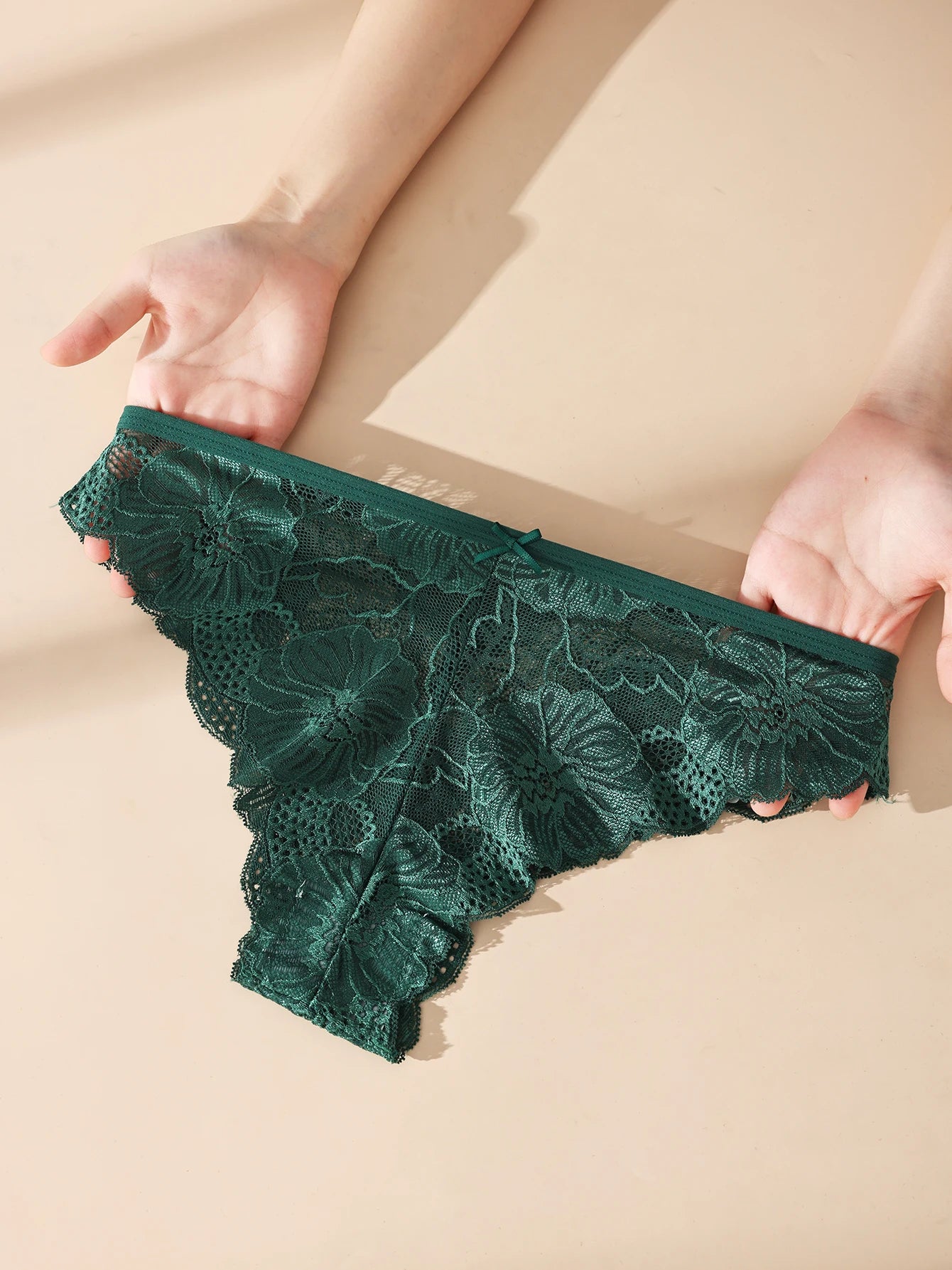5PCS Women Floral Lace Panties Sexy Perspective Underwear Low Waist Solid Underpants Breathable Intimates Female Lingerie M-XL