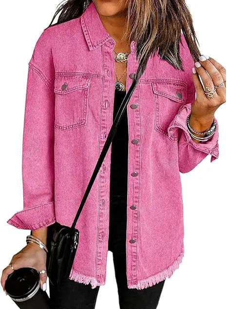 Coat Women Denim Coats Single Breasted Casual Turn Down Collar Y2k Streetwear Jackets Mom Jeans Splice Loose Jacket 2025