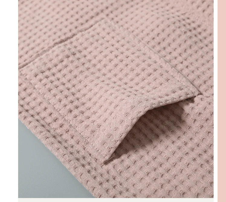 Cotton Bathrobe Spring/summer Thin Morning Robe Long Waffle Hotel Beauty Salon Bathrobe Women Sleepwear Sexy Pajamas Bath Robes
