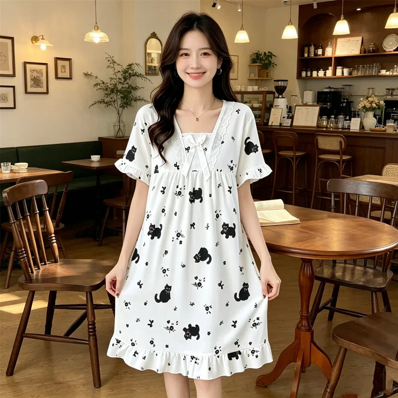 Home Wear Women's Summer Pajamas Dress Sleeping Wear for Woman Sleepwear Pajama Women's Sleep Lingerie Night Nightgowns Ladies