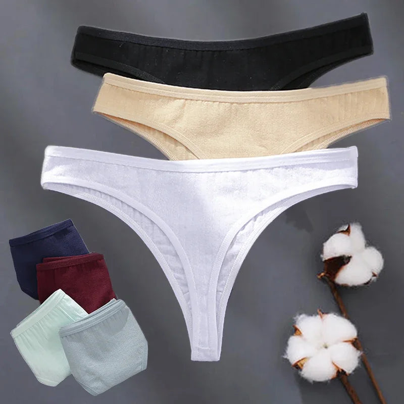 15Pcs/Set Women Cotton G-Strings Panties Female New Color Low Rise Thongs Ladies Sexy Bikini Girl Soft M-XL Intimates Lingerie
