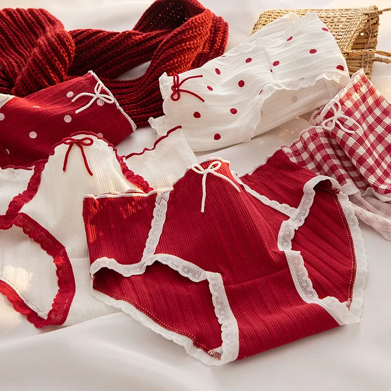 5Pcs/set Cotton Panties for Women Girl Briefs Underwear Plus Size Cute Soft Short Pantys Sexy Lingerie Female Ladies Underpants
