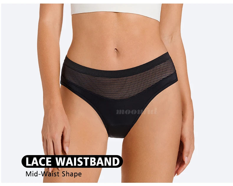 4 Layer Period Panties for Women Bamboo Menstrual Panties Breathable Lace Menstruation Brief Bragas Menstruales