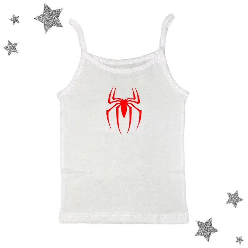 Y2k Tank Tops Sexy Women Summer Camis Punk Y2K Harajuku Sleeveless Spider Printed Tights Vest Femme Streetwear Graphic EMO Girls
