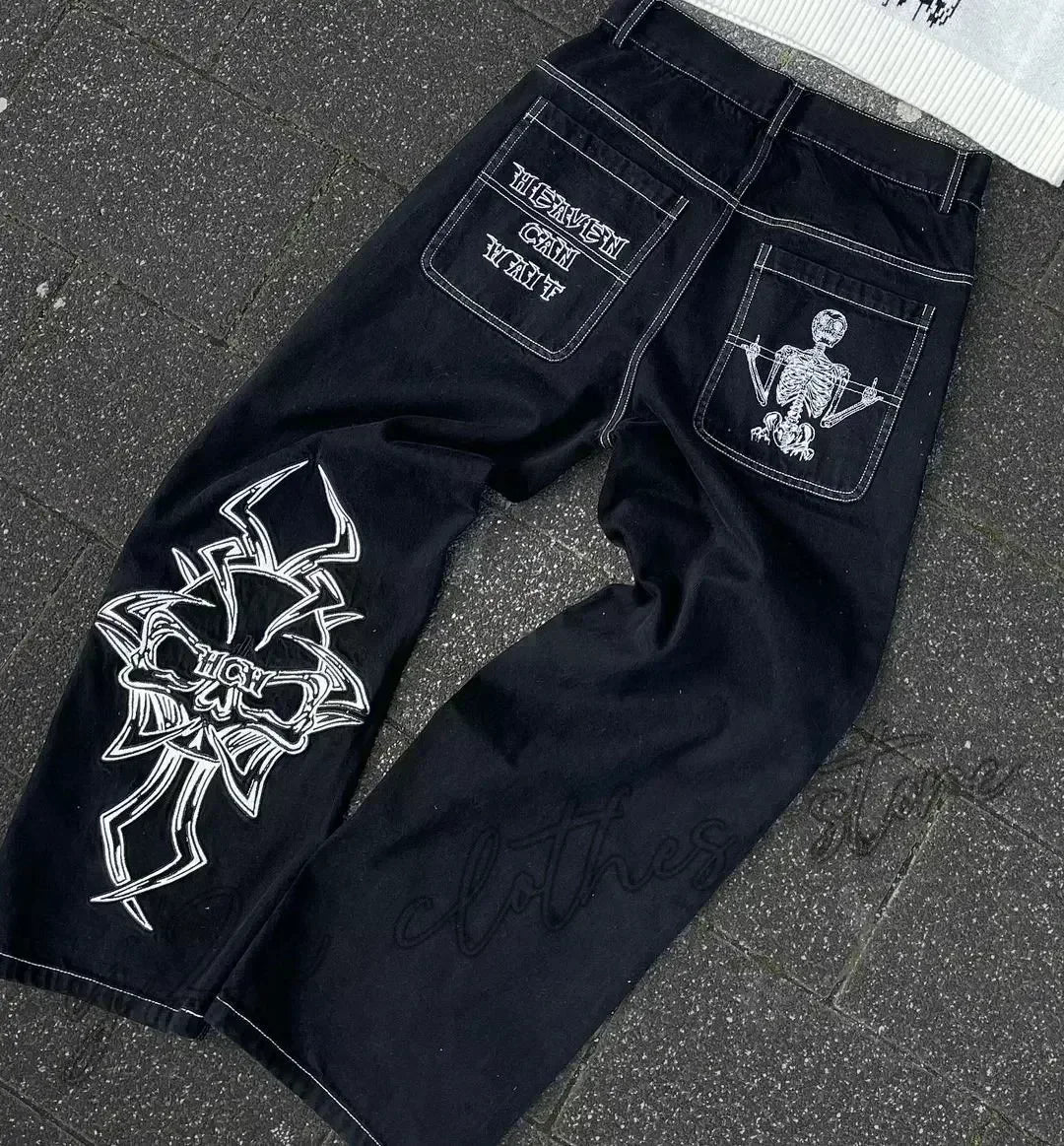 American Street Fashion Trend Big Pocket Loose Jeans Women Harajuku Y2K New Hip Hop Vintage Oversized Jeans Unisex Mopping Jeans