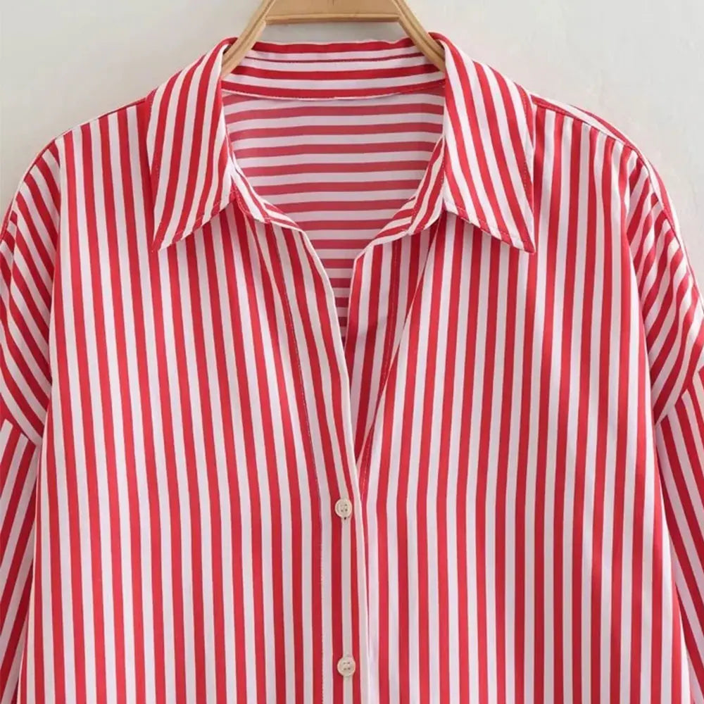 Oversized Poplin Shirts for Women, Long Sleeve, Button-up, Loose Female Blouses, Chic Tops, Fashion