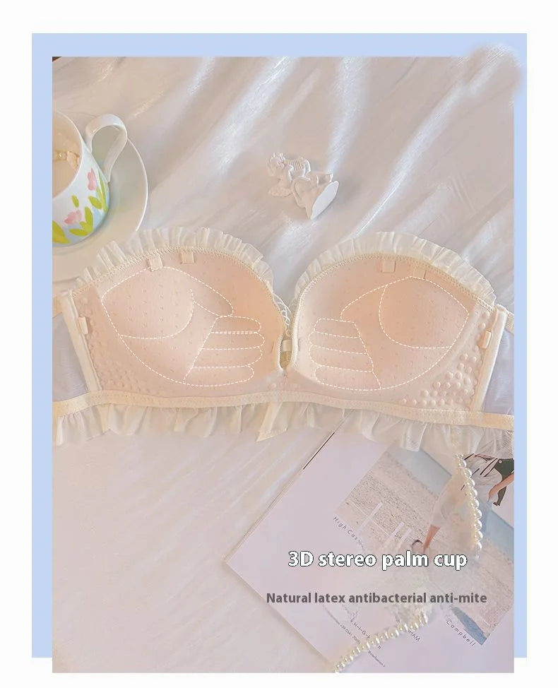 Sexy Lace Women's Bra Set Without Steel Ring Small Breasts Gathered Thickened Lifting Breast Adjustment Pure Desire Girls Bra