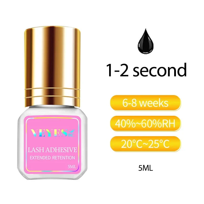 Veyes Inc 5ml Eyelash Extensions Glue Veyelash 1 Second Fast Drying Clear Lash Adhesive 4-6 Weeks Retention Volume Makeup Tool