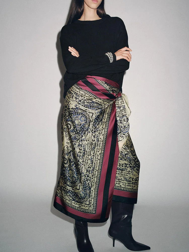 Autumn New Arrival ZA2025 Women's Faionable Versatile Paisley Wrap Skirt f-length Skirt 90700 330 Ethnic Stage Costume