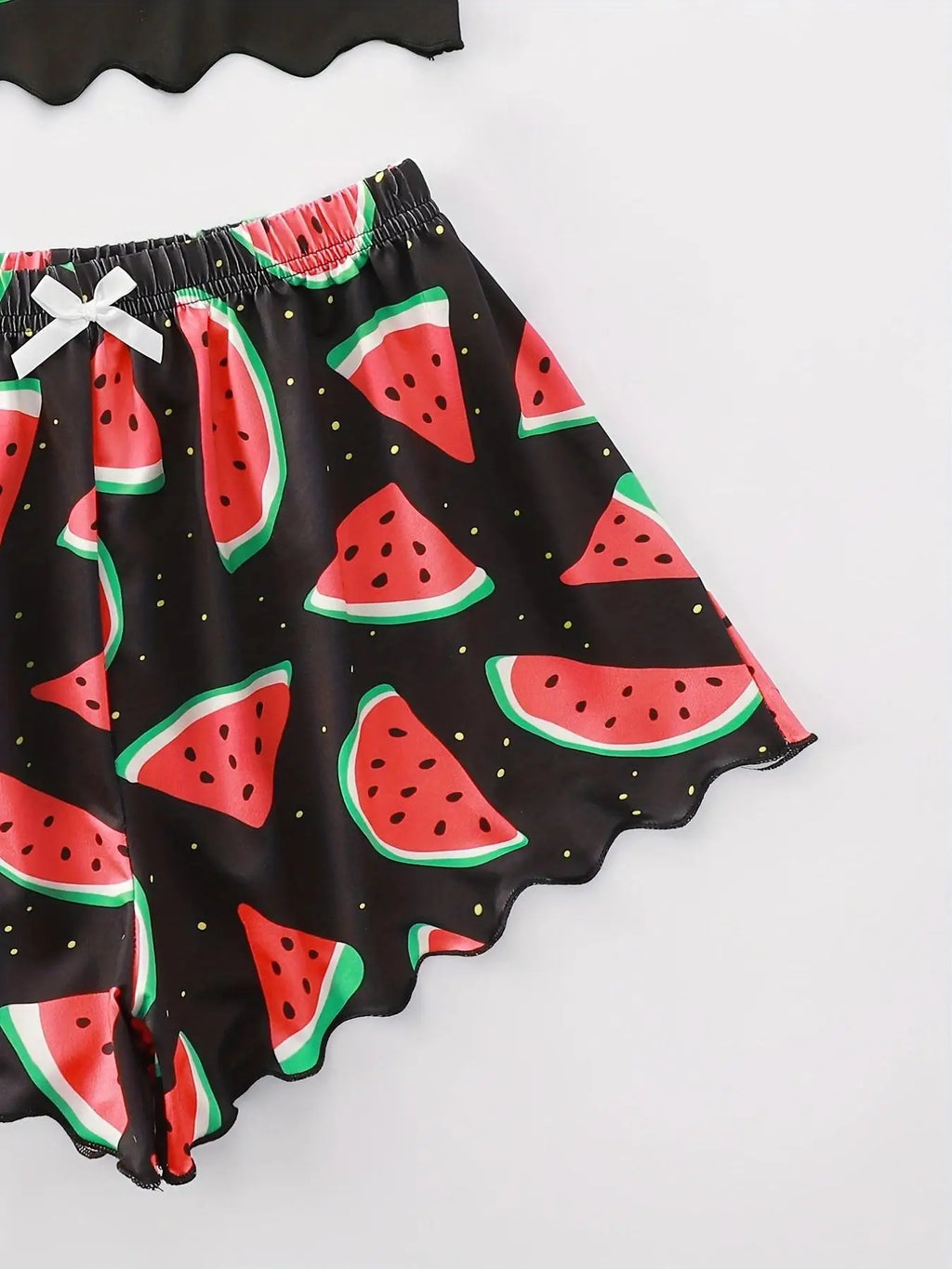 Watermelon Lettuce Women Pajama Set Sleeveless O Neck Crop Top & Elastic Waist Shorts 2 Pieces Female Sleepwear Summer Nightwear