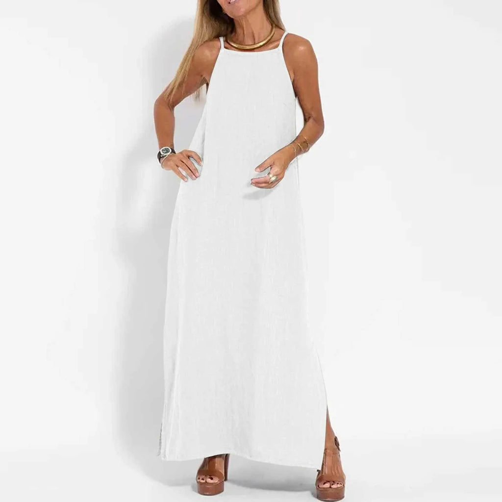 Dresses For Formal Occasions Women'S Fashion Casual Split Strap Dress Solid Color Boho Long Dresses Vestidos Verano Moda 2024