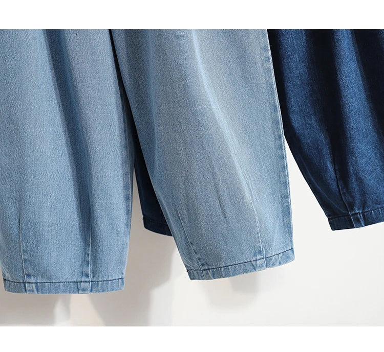 Oversized Women Jeans Spring Elastic Waist Wide Leg Loose Denim Harem Pants Large Size Female Baggy Pants