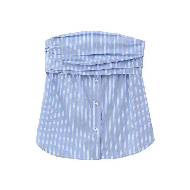 Women Lady Strapless Tube Corset Side Tops Solid Vintage Off Shoulder 2023 Women's Sexy Slim Backless Poplin Bustiers Top