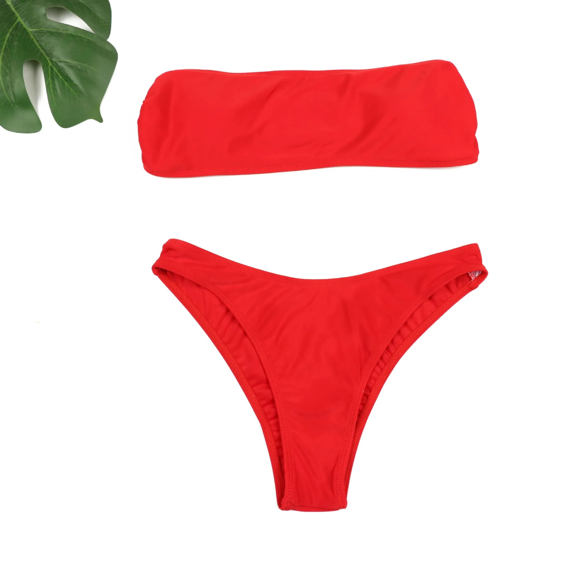 2025 Sexy Two-piece Low Waist Swimwear New Solid Bandeau Bikini  Women's Push Up Beachwear Female Swimsuit Backless Bathing Suit