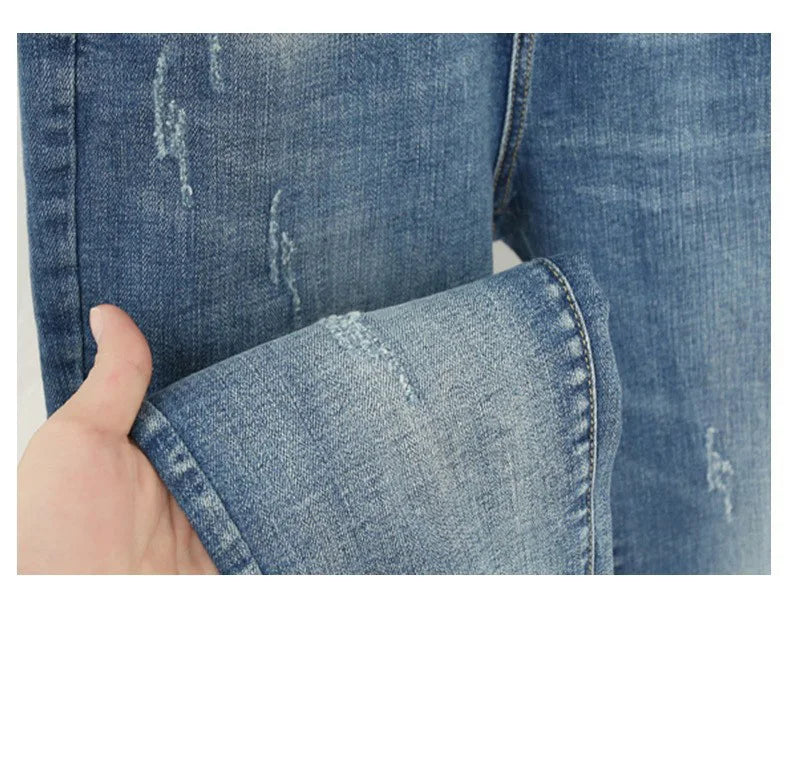 Spring summer Large size jeans women's stretch fat sister nine-point pants were thin high waist pants Big 5xl 6XL