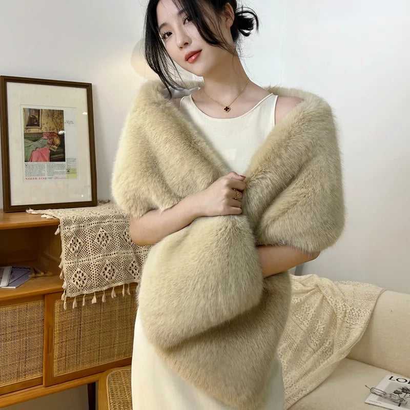 Imitation fur fox fur cheongsam shawl fur collar cape stage dinner shawl wedding dress party scarf women's jacket
