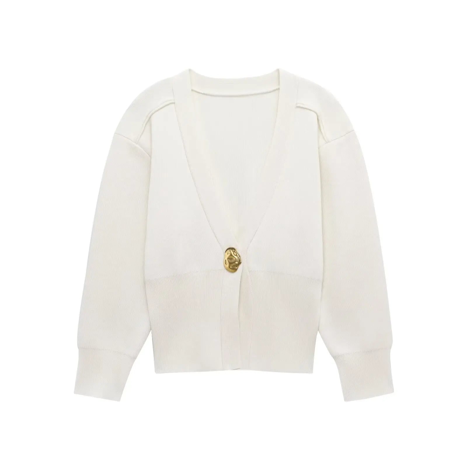 HH Woman Autumn Long Sleeves Slim Casual Sweater High Street Coat Women Solid Single Button Deep V-Neck Knitted Cardigan