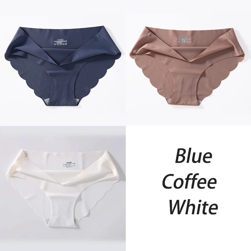 3PCS/Set Seamless Silk Women's Panties Briefs Women Underwear Female Underpants Comfortable Silk Panty Sexy Woman Lingerie M-XL