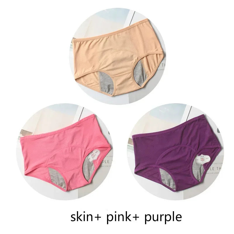 3pcs Leak Proof Menstrual Panties Physiological Pants Women Underwear Period Comfortable Waterproof Briefs
