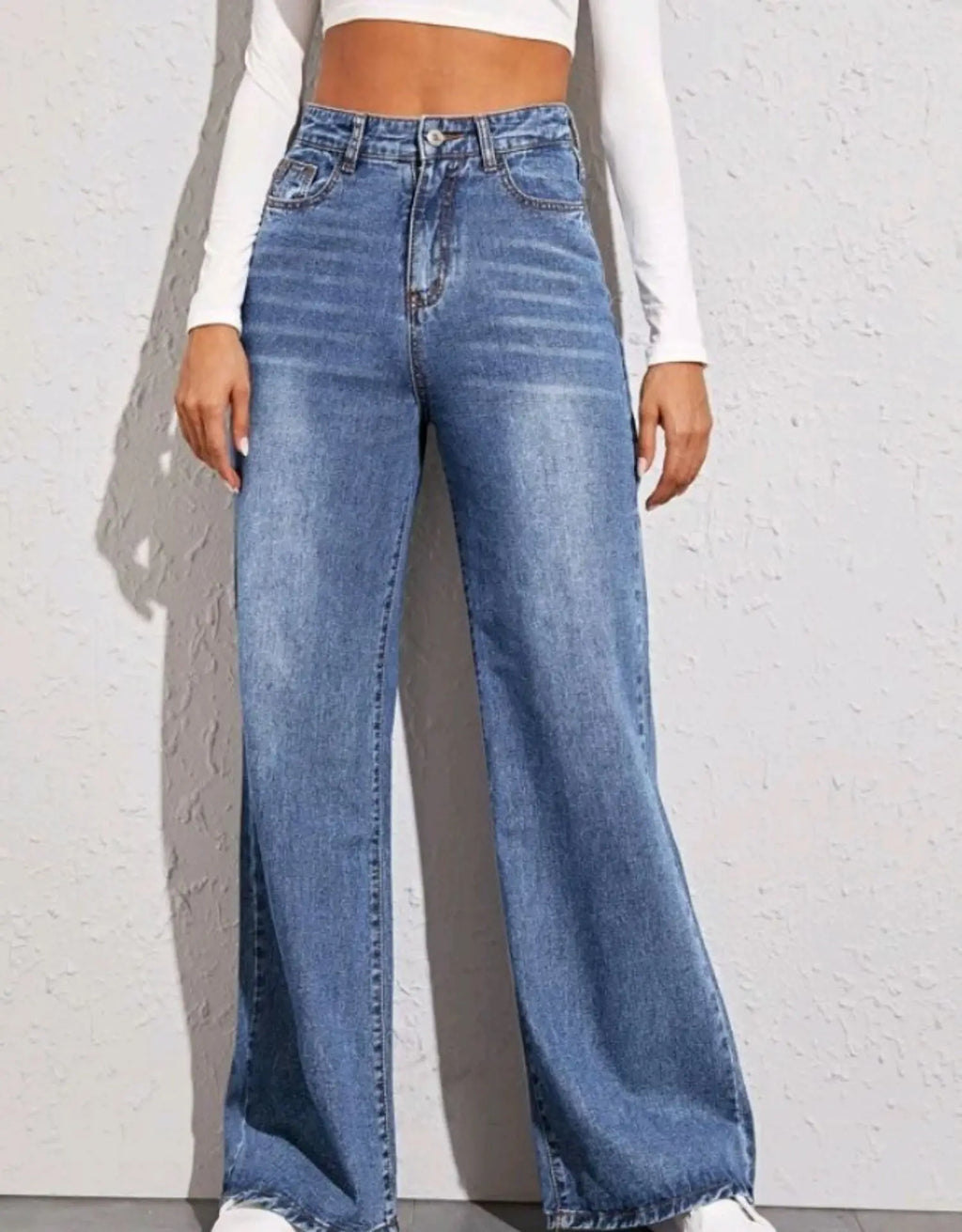 Blue Jeans for Women Wide Leg Pants Straight Long Pant Denim Trousers High Waist Y2k Loose Elegant Trouser Autumn Spring 2025
