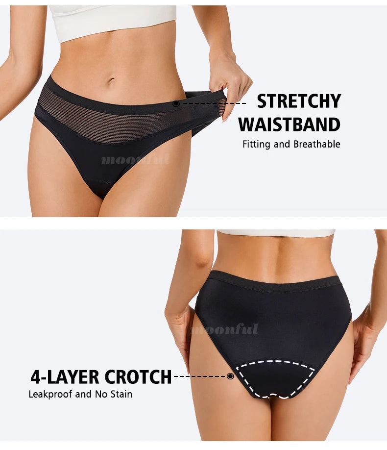 4 Layer Period Panties for Women Bamboo Menstrual Panties Breathable Lace Menstruation Brief Bragas Menstruales