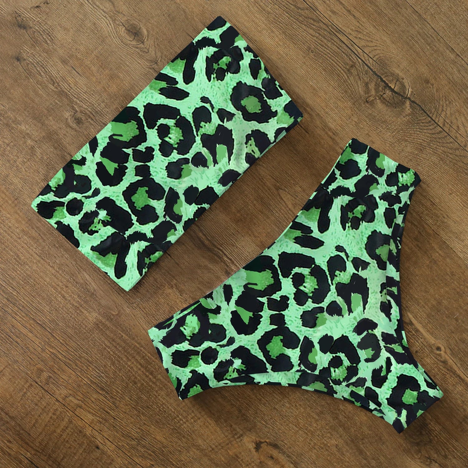 2025 New Sexy Low Hight Bikini Set Swimwear Women Bandeau Female Print Floral Strappy Swimsuit Bathing Suit Beach Wear Biquini