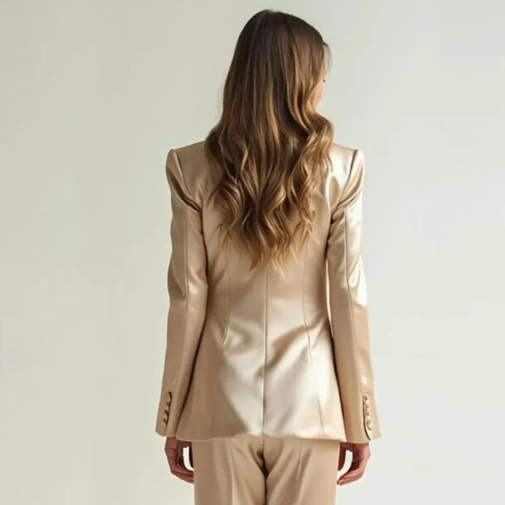 Luxury High Quality Women 's Suit One Button 2 Piece Jacket Pants Female Clothing Slim Fit Smart Office Banquet Lady Blazer Set