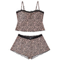Logirlve Sexy Lace Patchwork Camisoles Backless Retro Leopard Print Halter Top Women's Summer New Sleeveless Outerwear Set