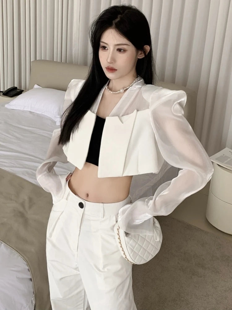 Blazers Women Chic Leisure Streetwear Patch Designs Summer Creativity Holiday Flare Sleeve Sexy Ulzzang Fashion Casual Fit New