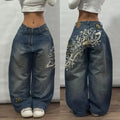American Fashion Hip Hop Joker Loose Jeans Women Street Y2K New Casual Punk Rock Oversized Wide-leg Pants Unisex Mopping Jeans