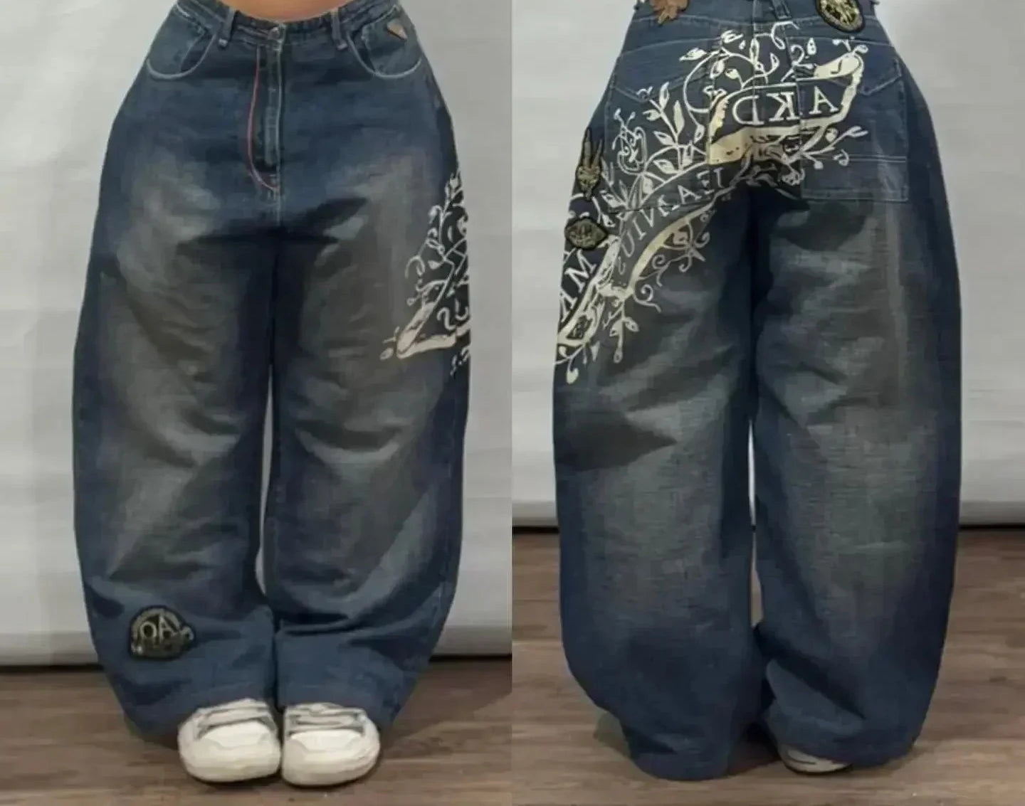 American Street Fashion Trend Big Pocket Loose Jeans Women Harajuku Y2K New Hip Hop Vintage Oversized Jeans Unisex Mopping Jeans