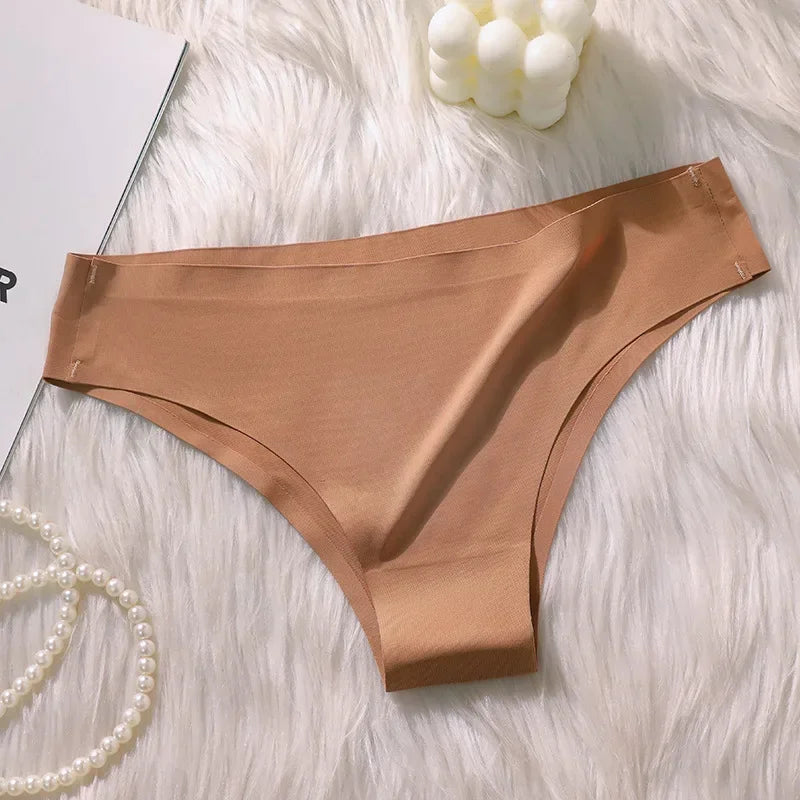 Seamless Panties Women Sexy Underwear Ice Silk Underpants Low Waist G-string Female Soft Solid Ultra-thin Briefs Трусы Женские