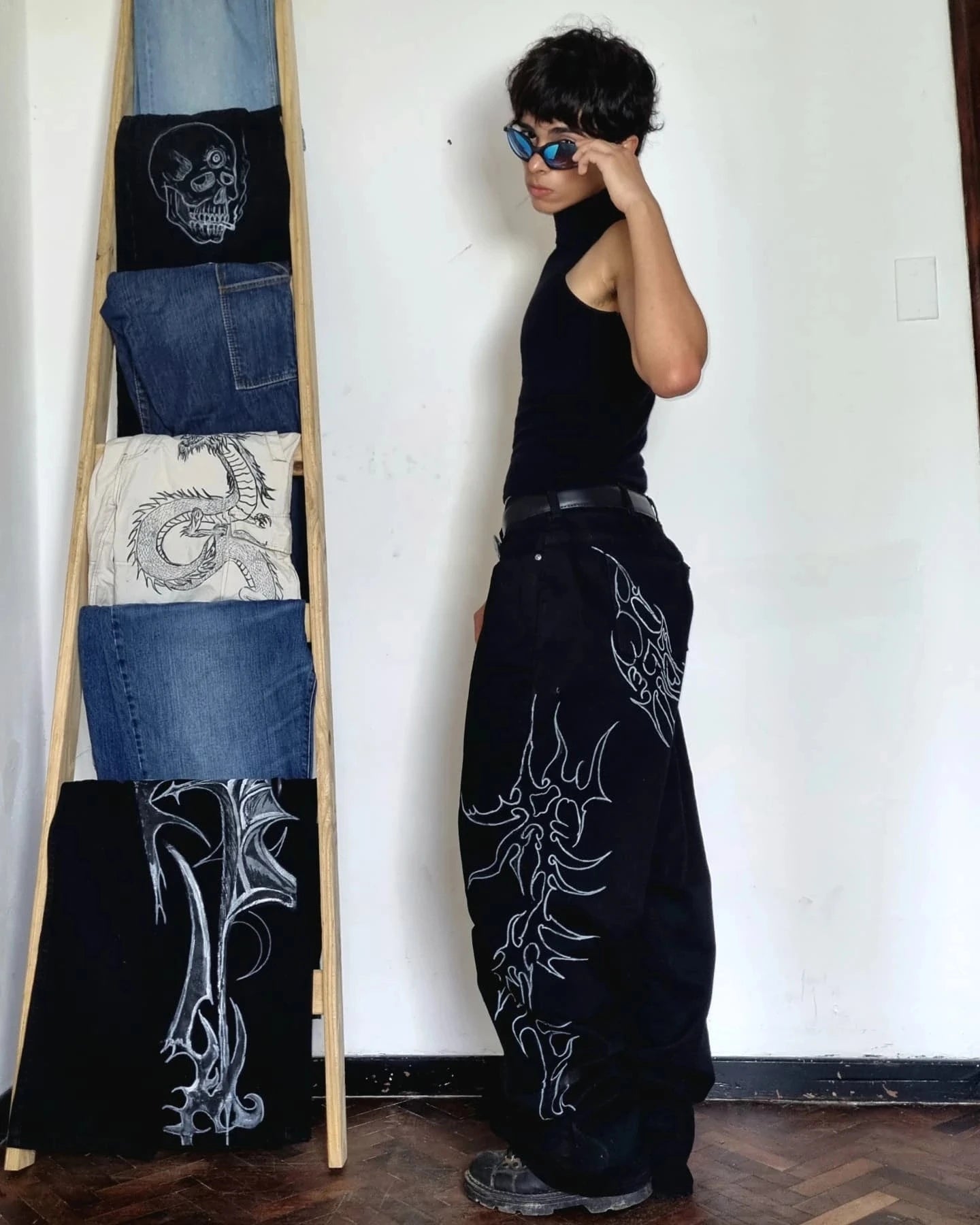 Summer Y2K Vintage Washed Floral Print Wide Leg Jeans Women High Waist Baggy Boho Comfort Loose Fit Pants Daily TikTok Viral