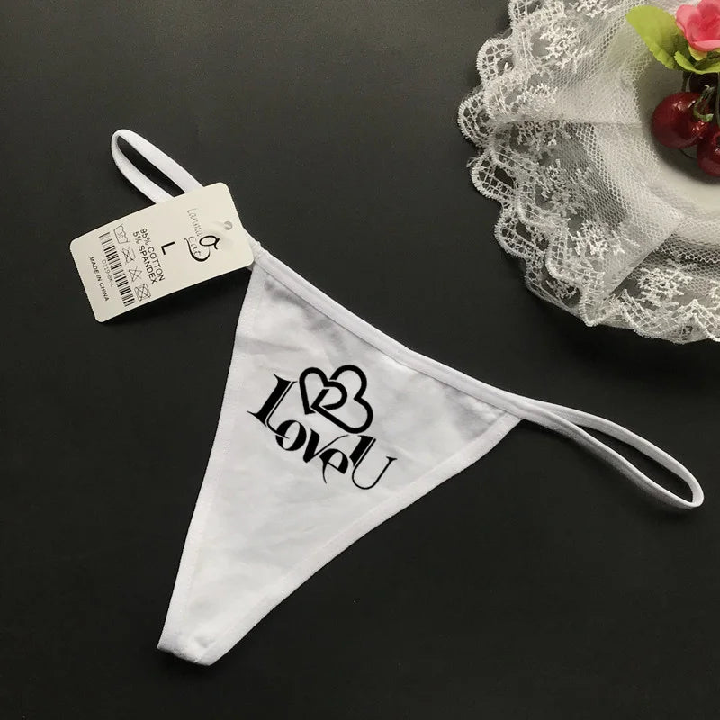 G string Underwear Women Hot Sexy Lingerie Panties Cotton Thongs T back Lingerie Ladies Funny Print T-Back Underwear
