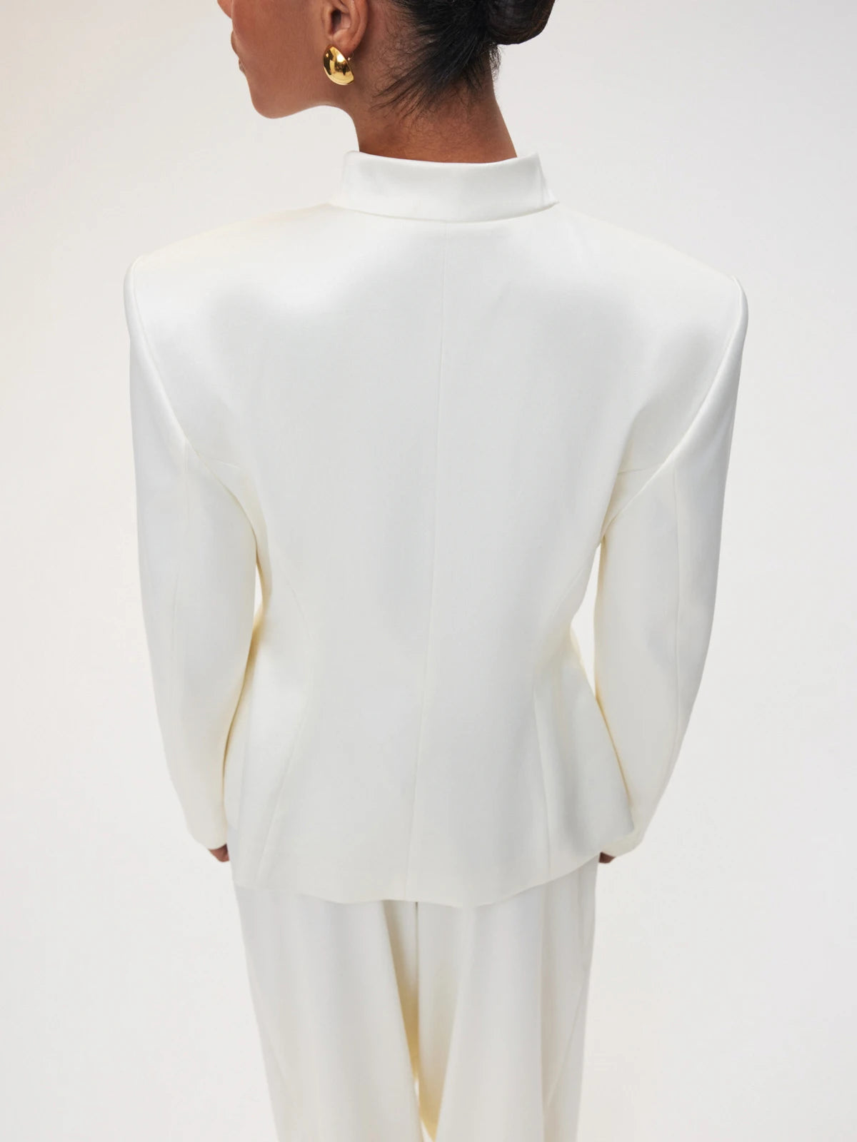 DFDG Women's Spring Summer Satin Mandarin Collar Knot Button Blazer Chic Formal Casual Wear 2026 Trendy Feminine Fashion Coat