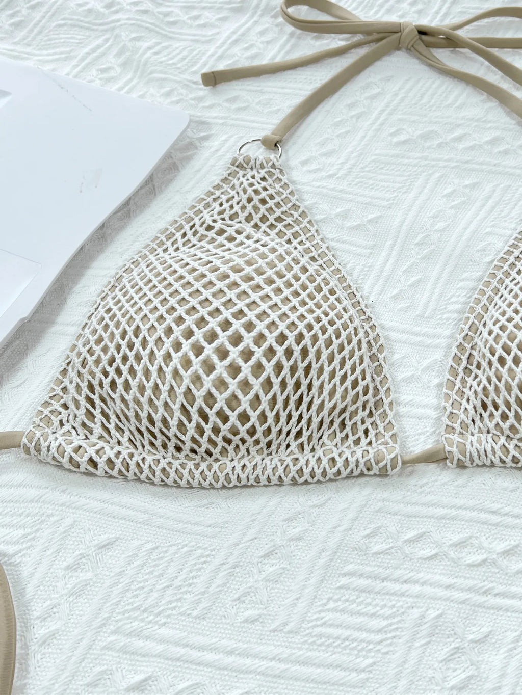 2026 New Crochet Sexy Hollow Out Swimsuit Women Halter Backless Swimwear Cross Lace-Up Bikini Set Push Up Biquinis Bathing Suits