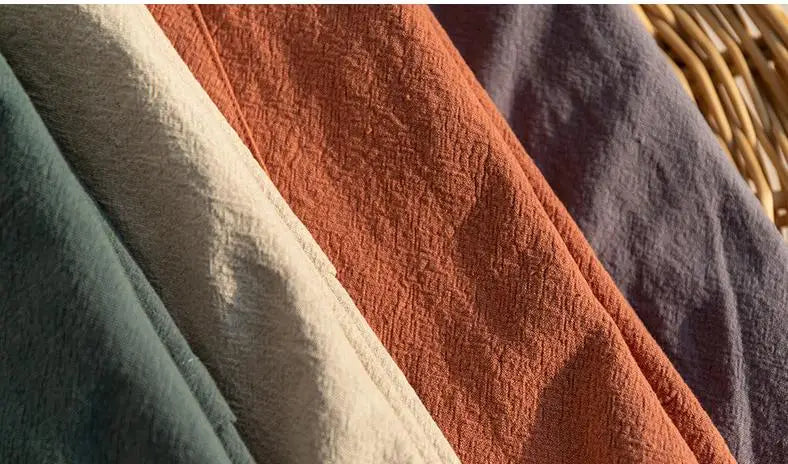 70% Cotton 30% Linen Kimono Bathrobe Nightgown 2025 New Loose Men And Women Dressing Gown Sleepwear Nightwear Solid Hotel Robe