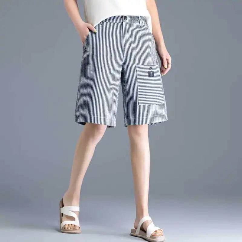 Striped Jeans Women's New Style Spring and Autumn Korean Style Women's Pants Straight Loose Trousers Wide-leg Pants for Women