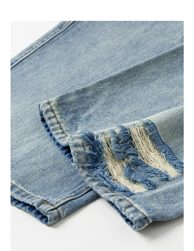 TOYOUTH Women Denim Jeans 2025 Spring New Mid Waist Wide Leg Straight Casual Long Pants