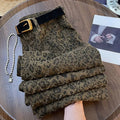 2025 Winter New Arrival American Retro High Street Leopard Print Jeans for Women High Waist Loose Straight Pants