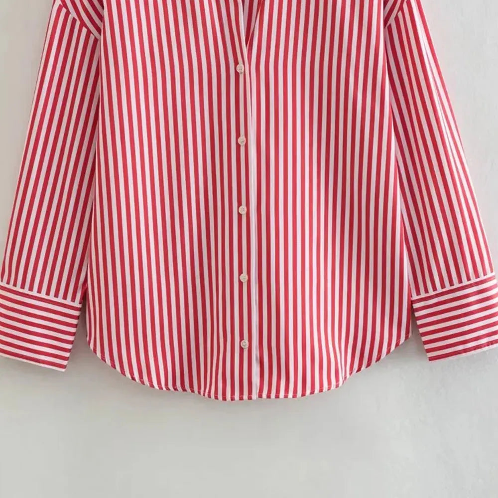 Oversized Poplin Shirts for Women, Long Sleeve, Button-up, Loose Female Blouses, Chic Tops, Fashion