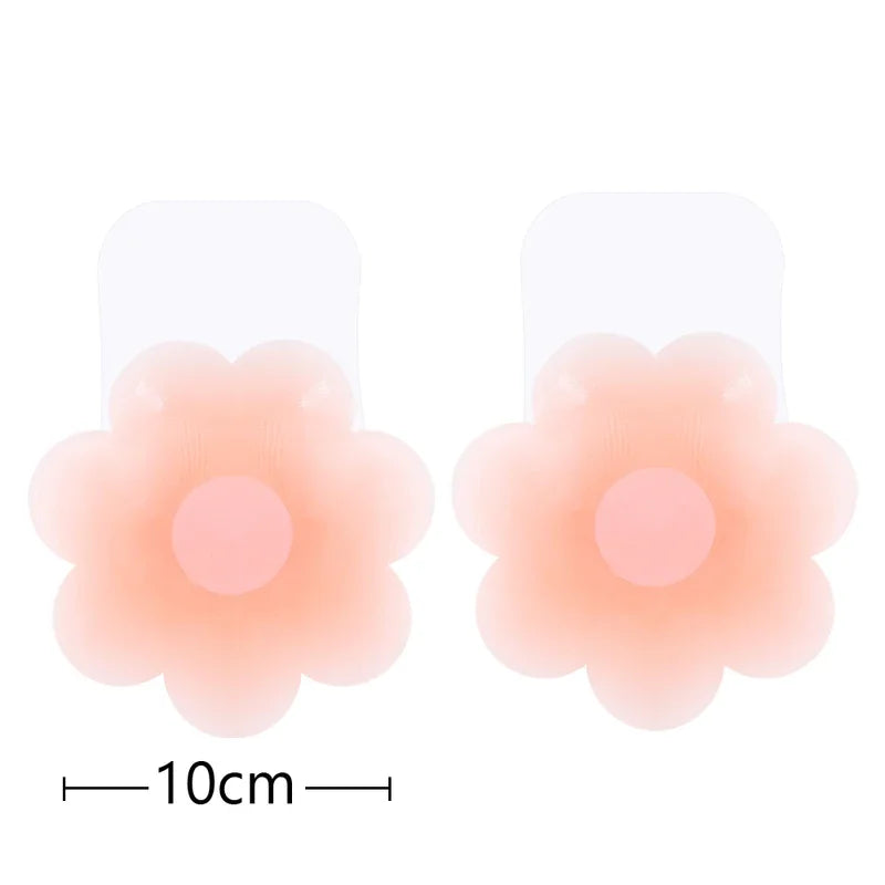 Reusable Women's Chest Petals Lift Silicone Nipple Cover Invisible Flower Leaf Self Adhesive Strapless Backless Stic
