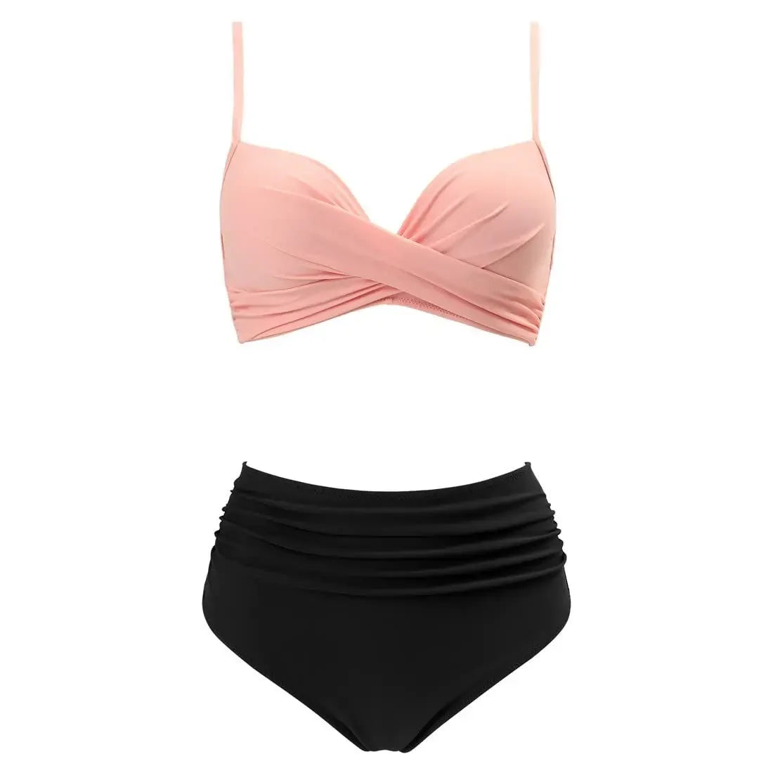 Slimming High Waist Bikini Set Women's Multi-Color Hard Bag Gathered Bikini Ideal for plus Size Swimsuits And Beachwear